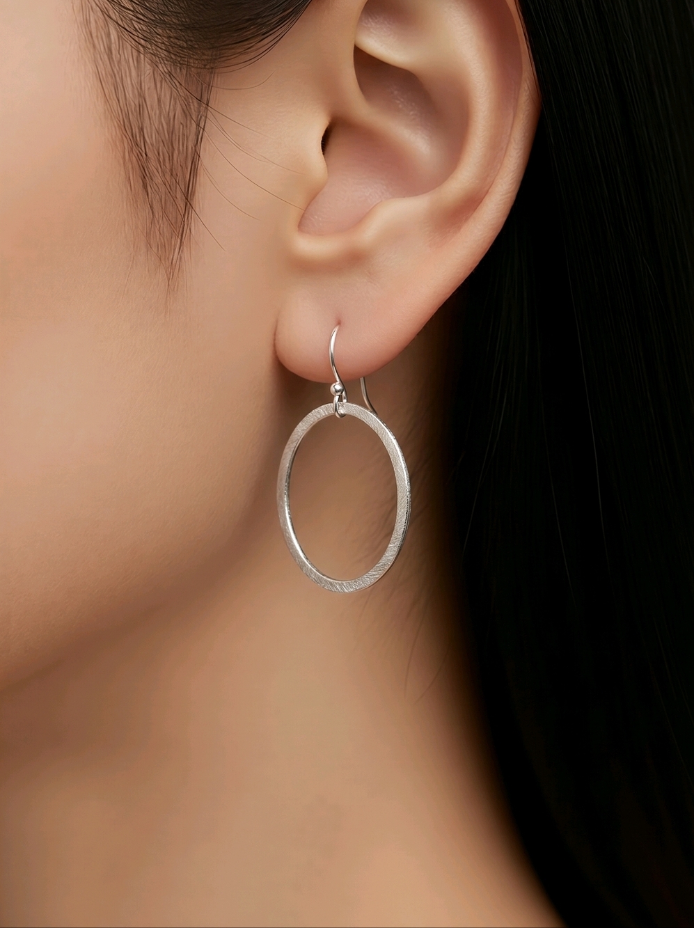 Minimalist Silver Dangle Hoop Earrings